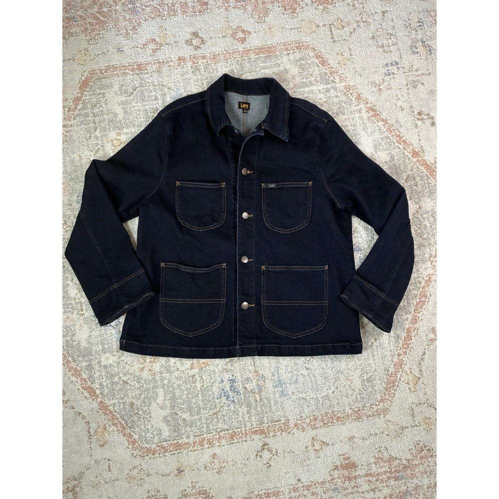 LEE Fisherman Denim Chore Coat Women's  XL  Dark Wash Workwear Barn Trucker